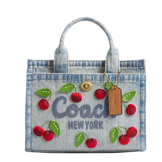 Coach 蔻驰樱桃印花迷你牛仔托特包