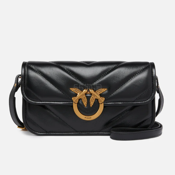 Pinko V字纹皮革斜挎包