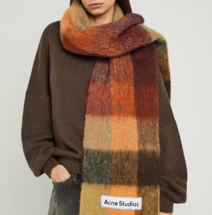 凑单价！ACNE STUDIOS 格纹羊毛混纺围巾