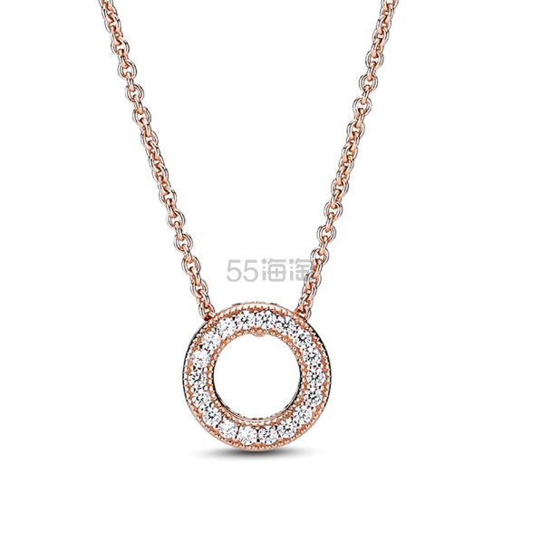 Pandora 14K玫瑰金镀层锆石吊坠项链