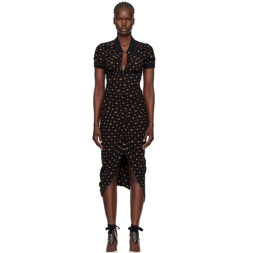 Vivienne Westwood 黑色 Printed Piquet Pulling 连衣裙