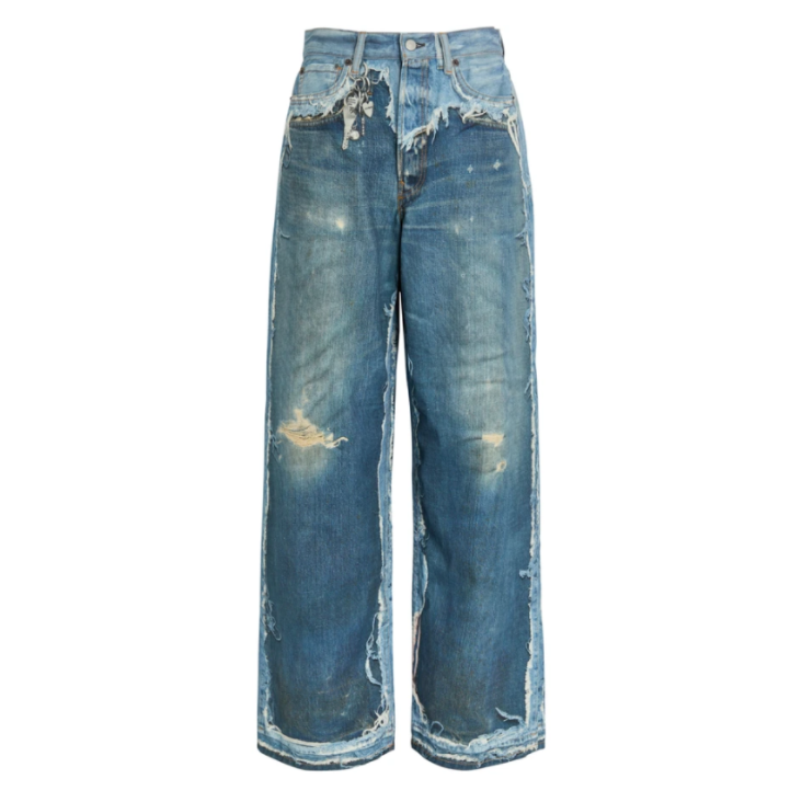 Acne Studios SS26拼接毛边设计牛仔裤