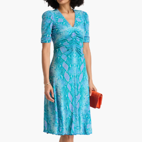 DVF Koren 双面印花弹力网纱连衣裙