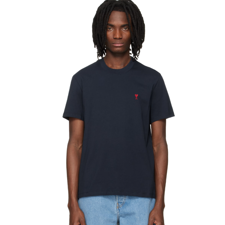 AMI Paris 海军蓝 Cotton Red Ami de Coeur T 恤