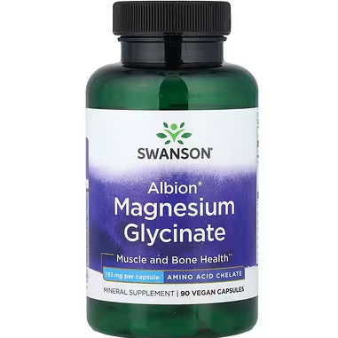 满享8折！Swanson Vitamins, Albion®，甘氨酸镁，133 毫克，90 粒Vegan胶囊