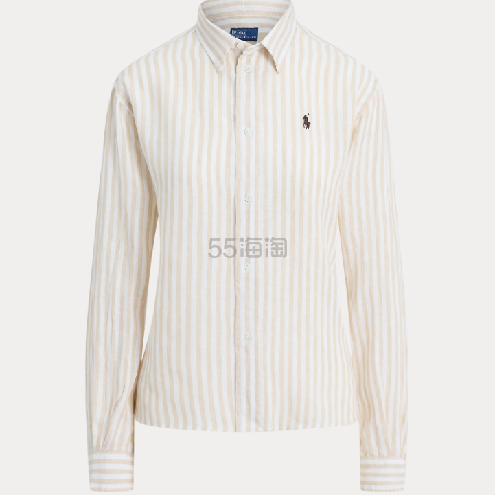 Polo Ralph Lauren 拉夫劳伦九分袖条纹亚麻衬衫