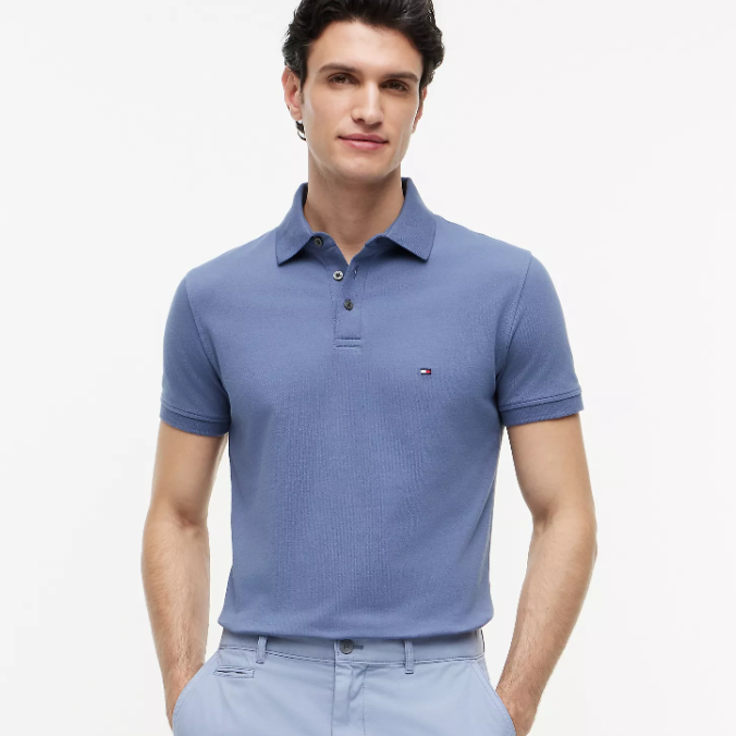 TOMMY HILFIGER 修身弹力珠地布Polo衫