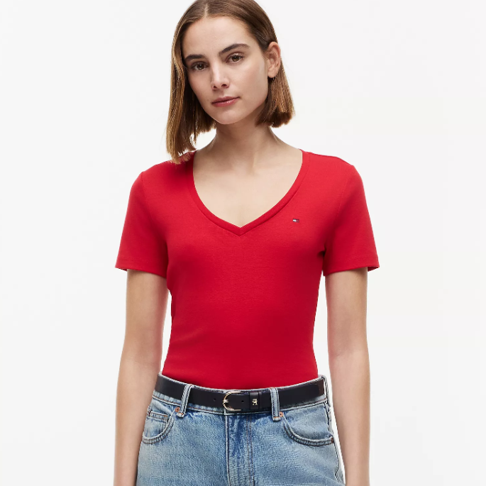 TOMMY HILFIGER 经典徽标V领T恤 多色可选