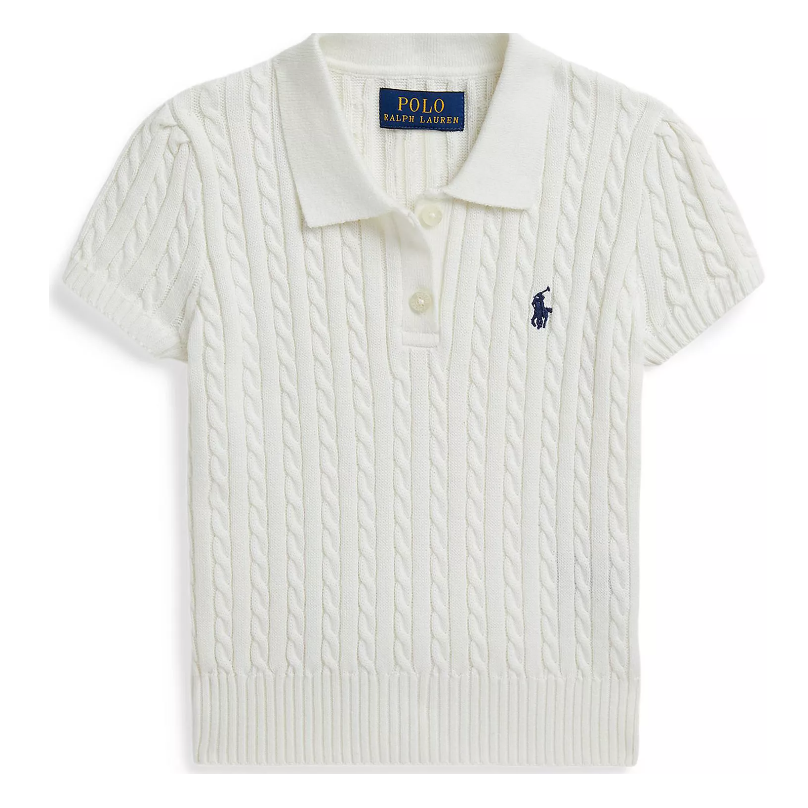 Polo Ralph Lauren 女童（2-6X码）迷你绞花针织双扣门襟毛衣