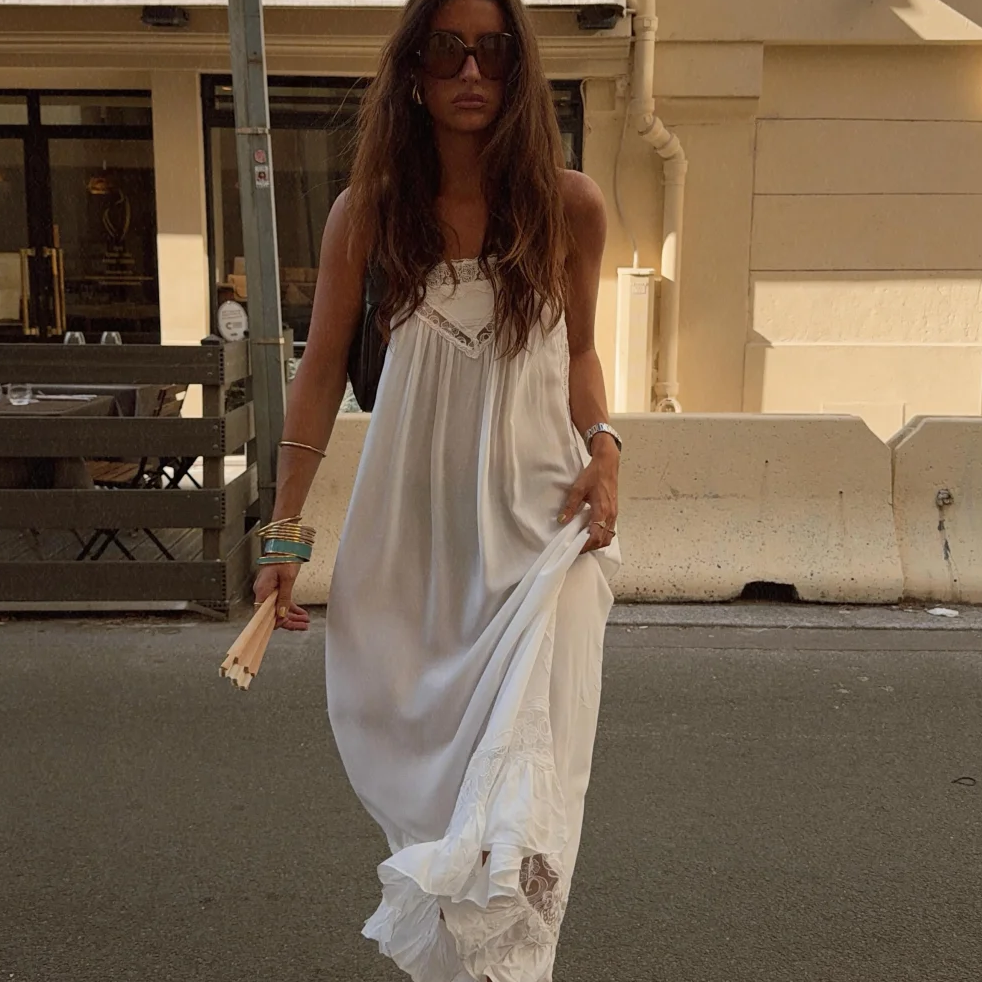 FREE PEOPLE KISS ME LATER 白色吊带连衣裙