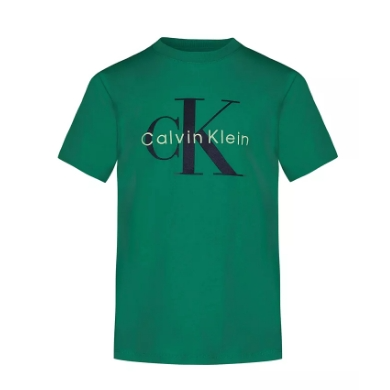 Calvin Klein 大童款经典徽标绿色T恤