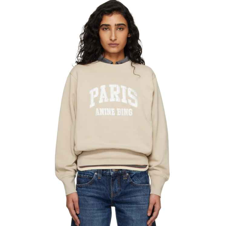 ANINE BING 米色 Harry Shrunken Paris 套头衫