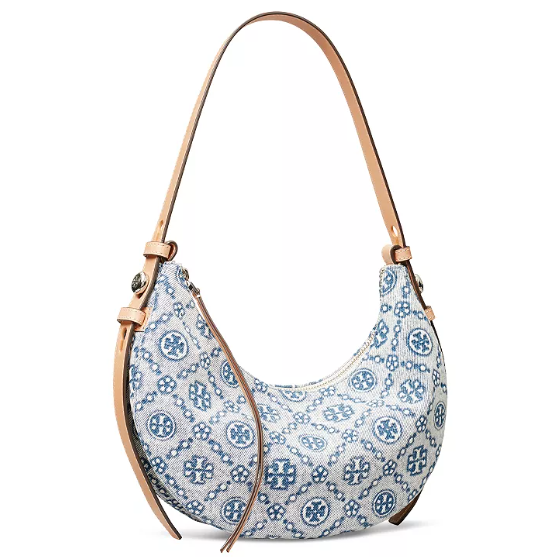 返$100礼卡！Tory Burch 汤丽柏琦 Romy 丹宁半月包