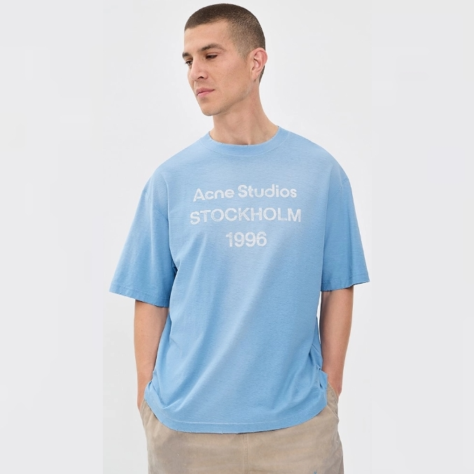 ACNE STUDIOS 1996 字母徽标蓝色短袖T恤