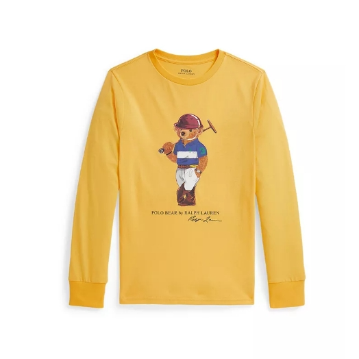 Polo Ralph Lauren 拉夫劳伦大童款小熊印花黄色卫衣