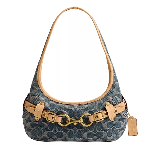 上新！Coach 蔻驰 Belted Ergo 26 牛仔老花单肩包