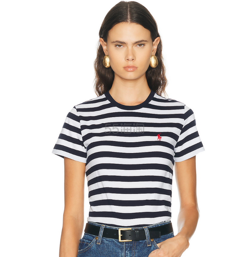 Polo Ralph Lauren 猎人藏青白条纹短袖圆领 T 恤