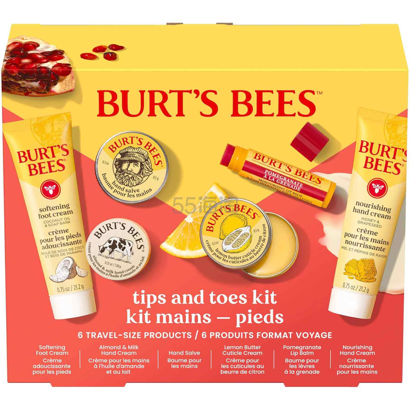 【含税直邮】Burt's Bees 护手霜护脚霜润唇膏礼盒套装 6件装旅行装
