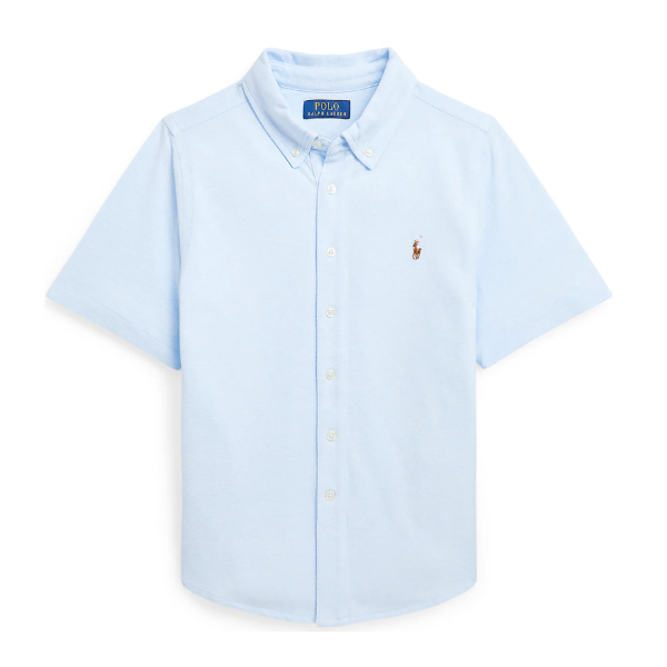 码数全！Ralph Lauren 拉夫劳伦大童款针织牛津布短袖衬衫