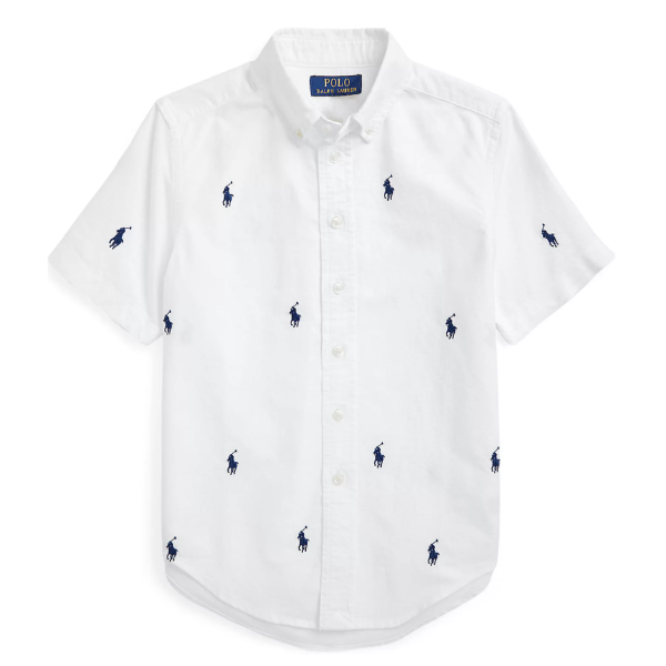 码数全！Ralph Lauren 拉夫劳伦大童款 Polo Pony 牛津布短袖衬衫