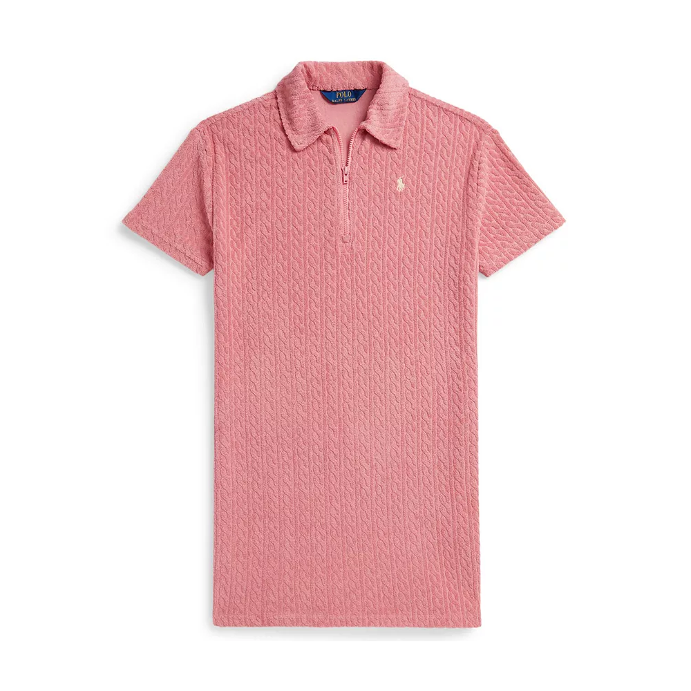 码全！Polo Ralph Lauren 拉夫劳伦大童款针织绞花Polo连衣裙