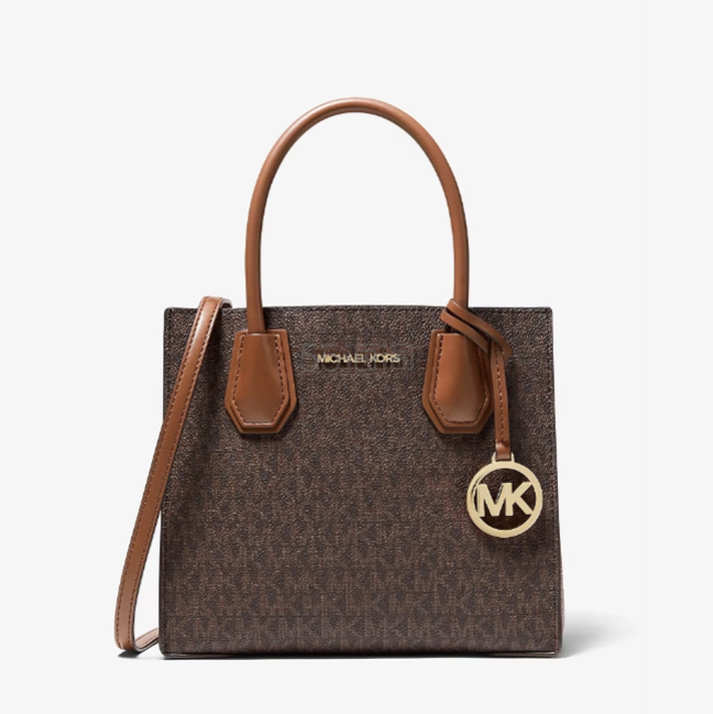 Michael Kors Mercer 中号棕色老花单肩包