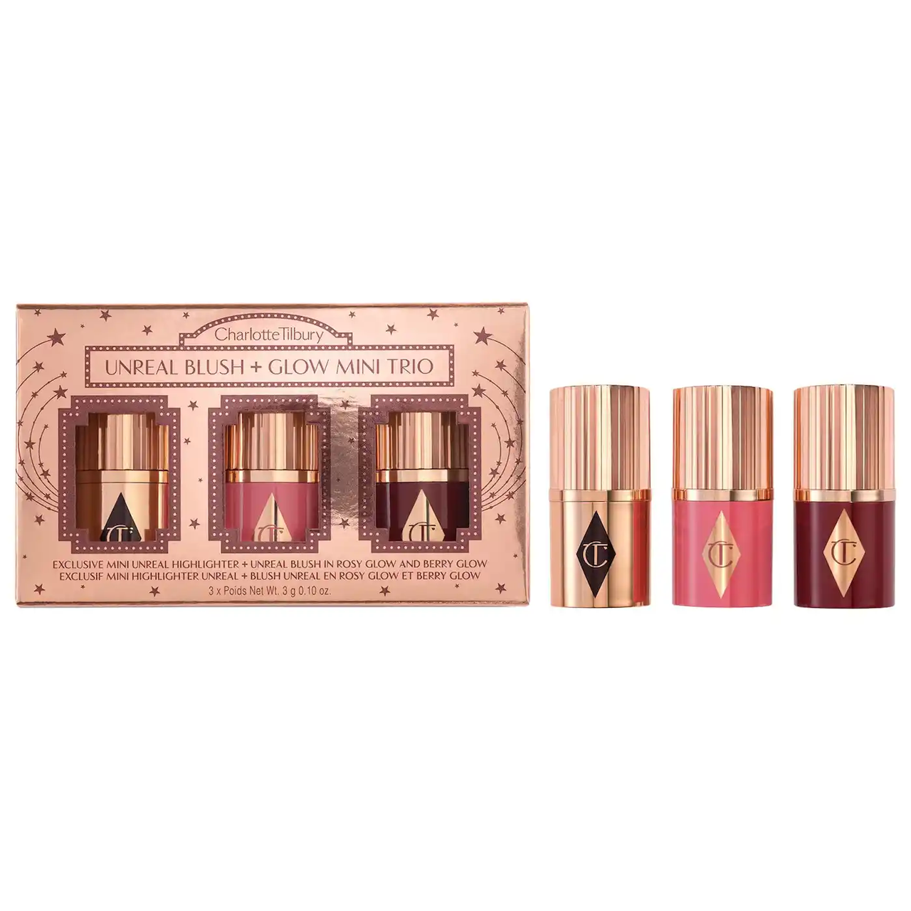 Charlotte Tilbury 迷你腮红高光棒*3