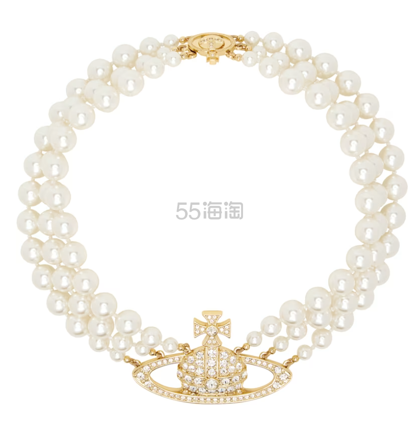 VIVIENNE WESTWOOD Three Row Faux-Pearl Bas Relief 项链