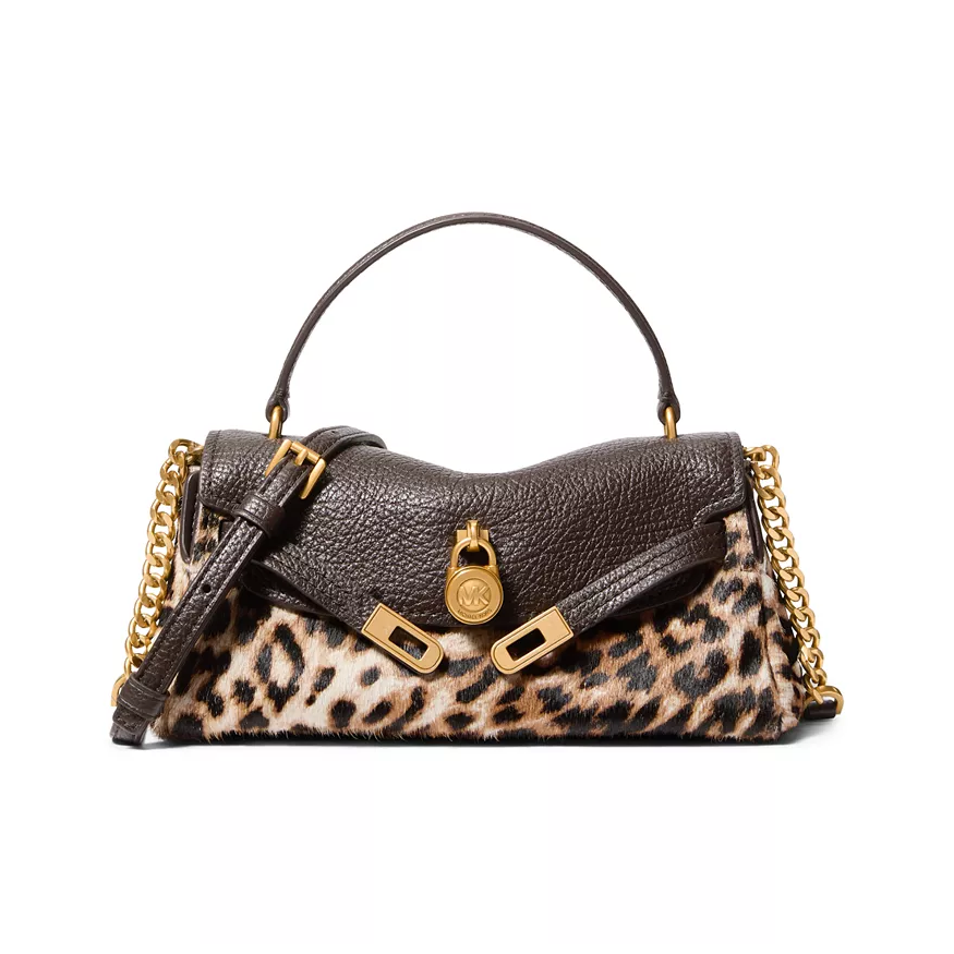 新品首降！Michael Kors Hamilton Moderne Extra Small 豹纹手提包