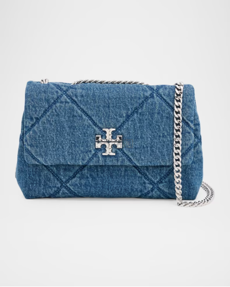 Tory Burch Kira 小号菱格纹丹宁单肩包