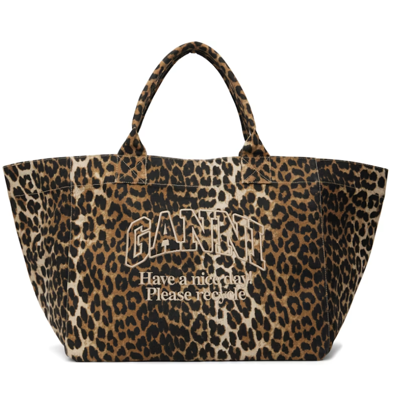 GANNI 棕色 Leopard XXL 托特包