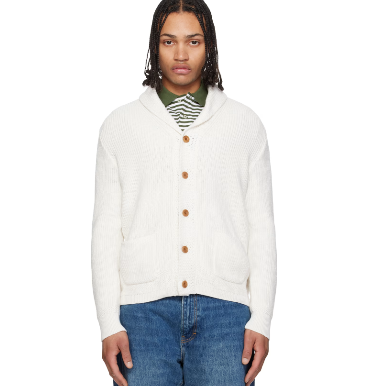 Polo Ralph Lauren 灰白色 Cotton Shawl-Collar 开衫