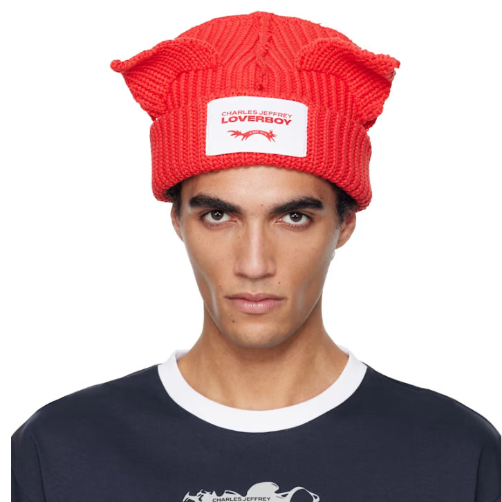 Charles Jeffrey LOVERBOY 红色 Chunky Ears 毛线帽