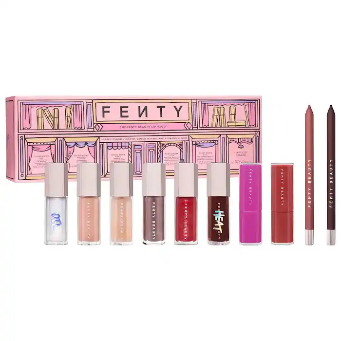 上新！Fenty Beauty 节日限定唇妆珍藏10件套礼盒 唇蜜+唇线笔