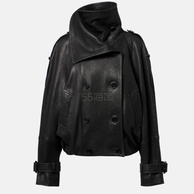 安宥真同款！ACNE STUDIOS 双排扣黑色皮革夹克外套