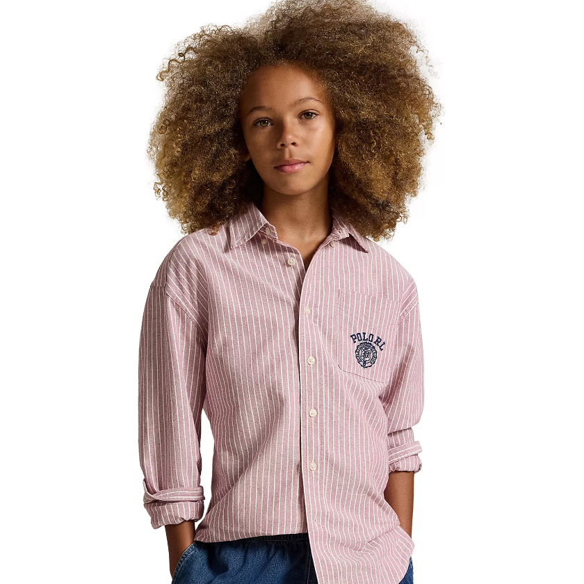 码全！Polo Ralph Lauren 拉夫劳伦 8-20 岁男童条纹棉质牛津衬衫