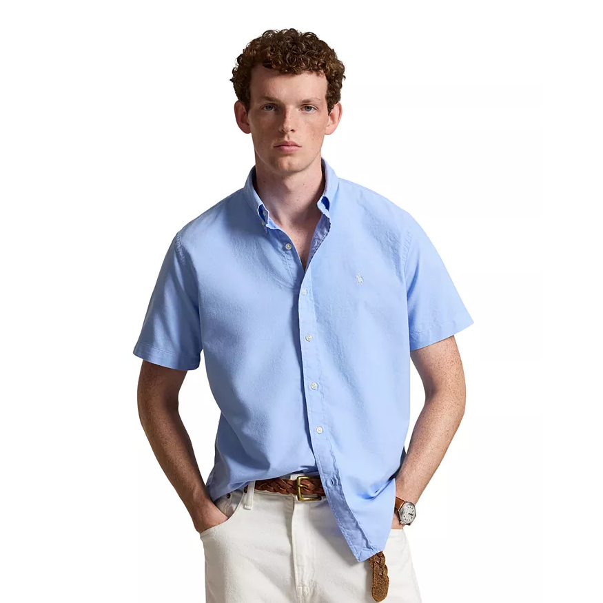 3色可选！Polo Ralph Lauren 拉夫劳伦 Garment-Dyed 牛津纺短袖衬衫