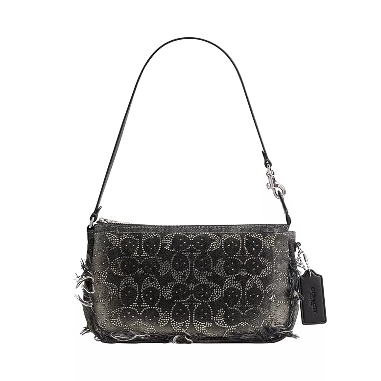 某物￥1800+！Coach 蔻驰 Plaza 21 黑色水晶牛仔单肩包