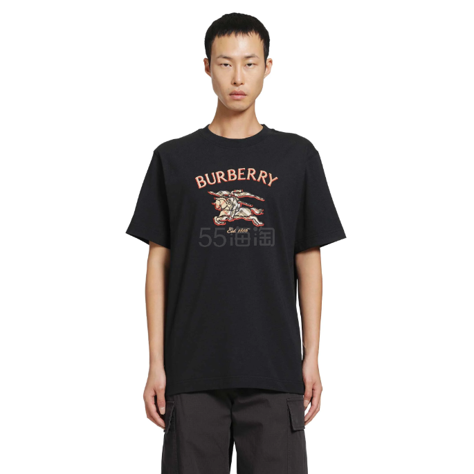 BURBERRY 巴宝莉格纹骑士印花T恤