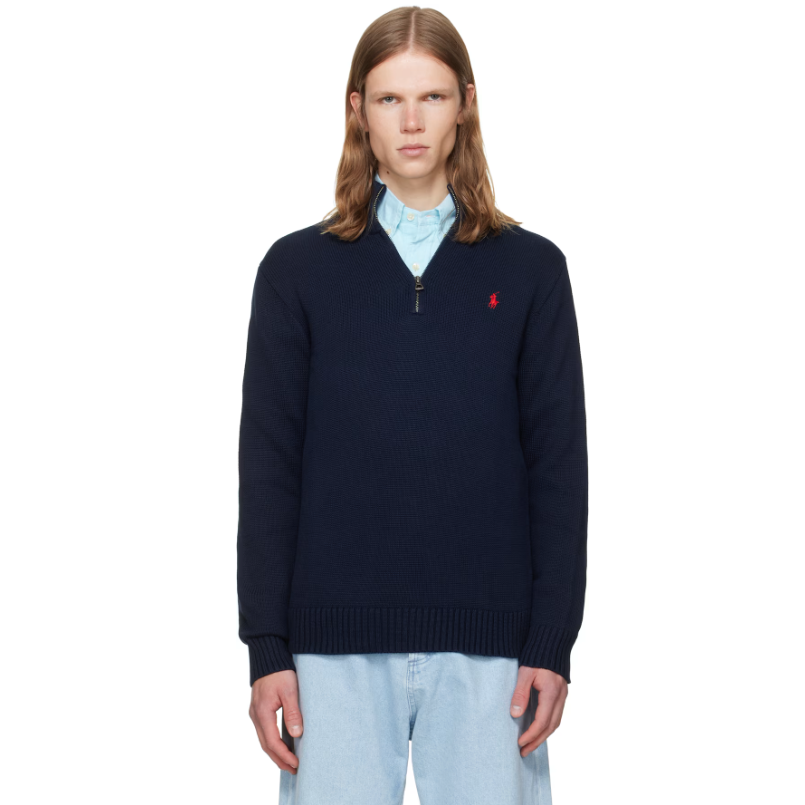 Polo Ralph Lauren 海军蓝半拉链针织衫