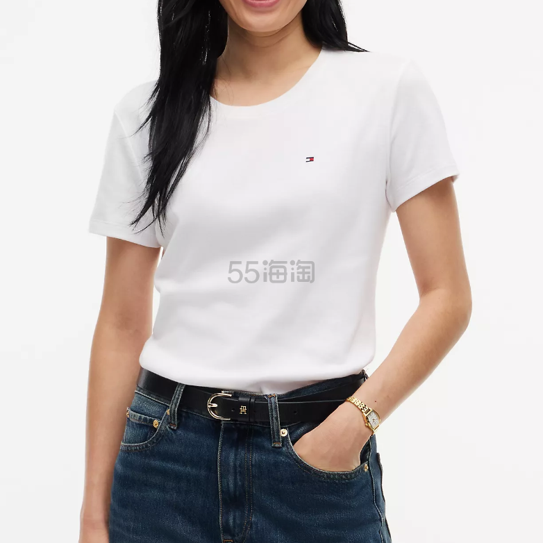 TOMMY HILFIGER 徽标圆领短袖T恤