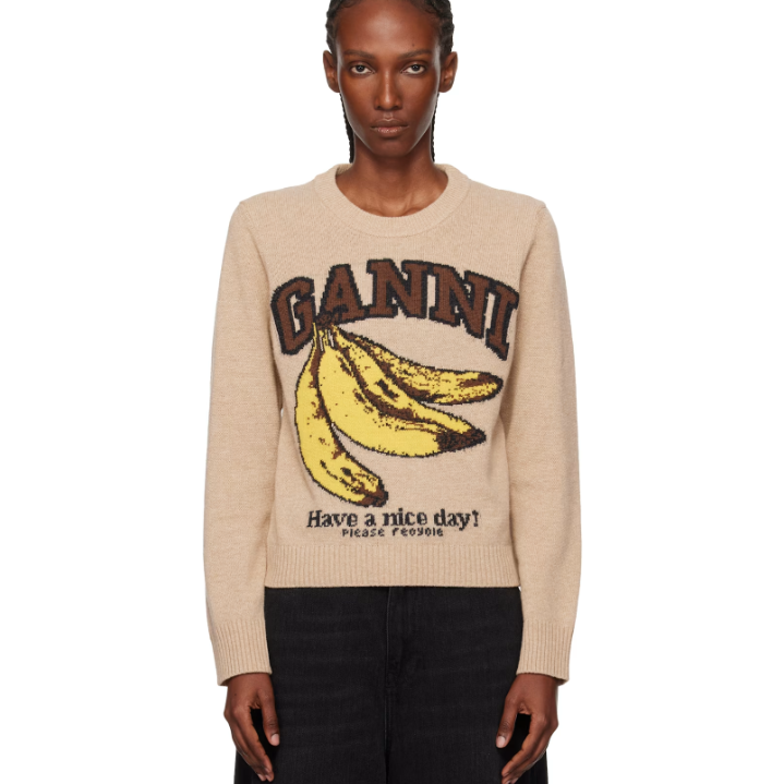 GANNI 驼色 Graphic Wool 毛衣