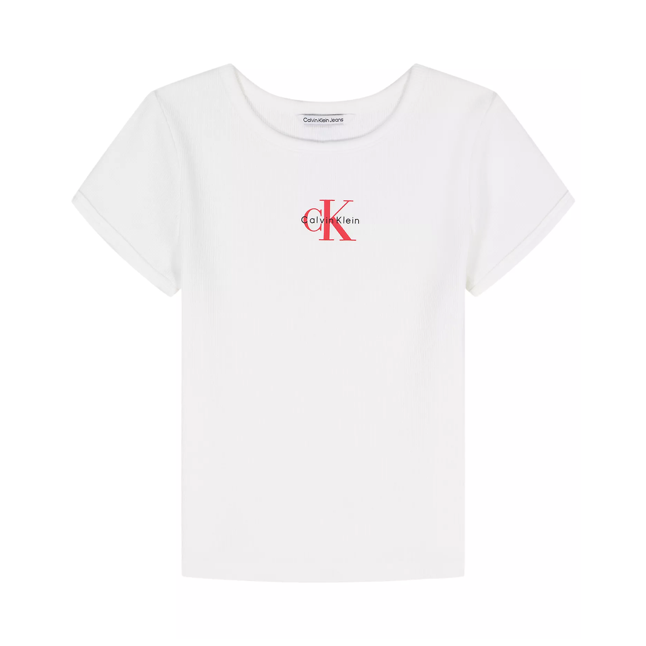 码全！Calvin Klein 字母徽标大童款罗纹短袖T恤